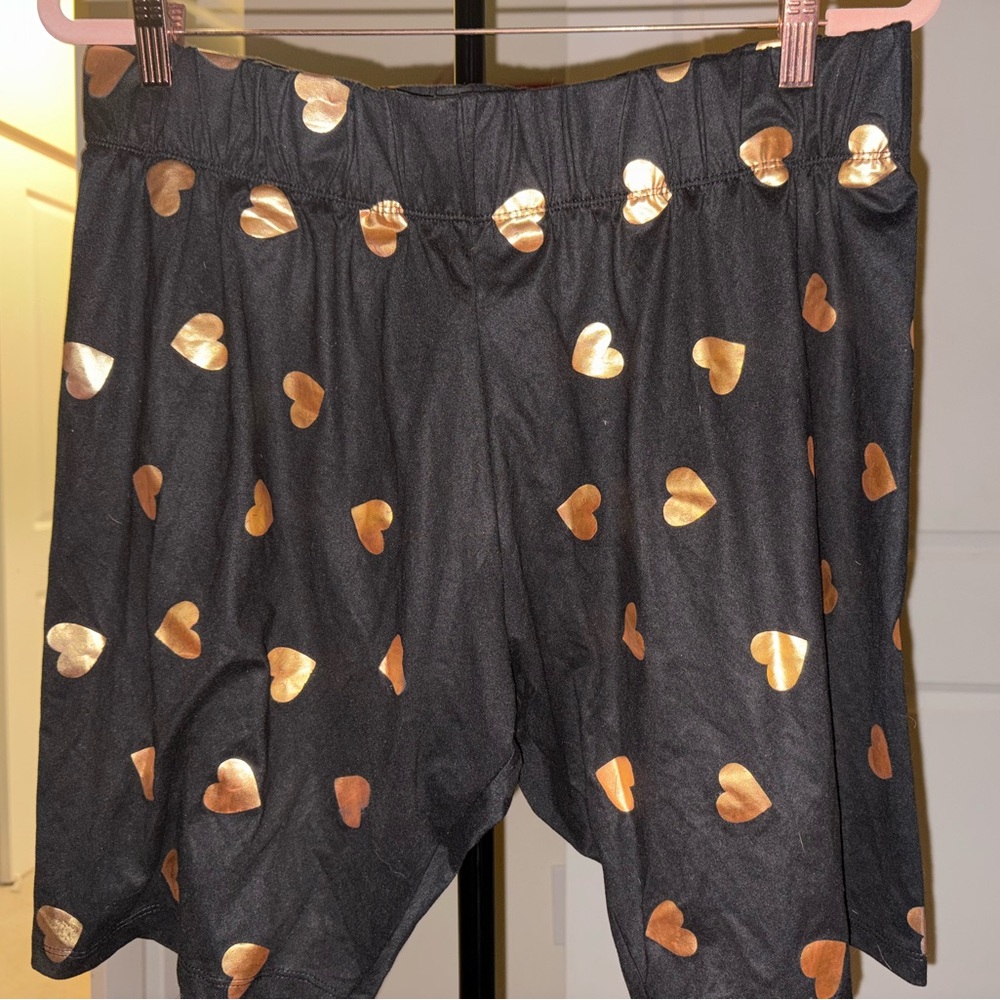 Rouge Black Biker Shorts with Gold Hearts